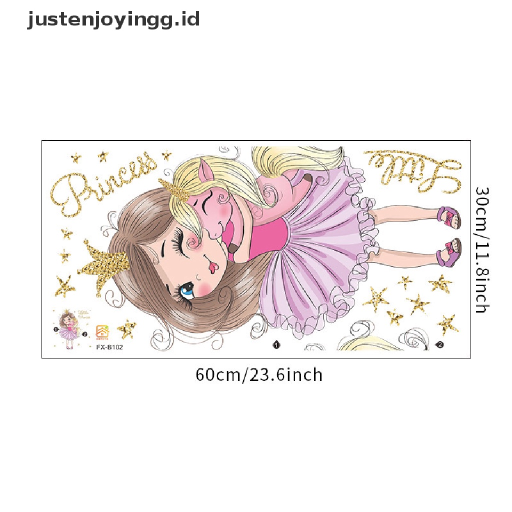 Stiker Dinding Desain princess Dan unicorn Untuk Kamar Tidur