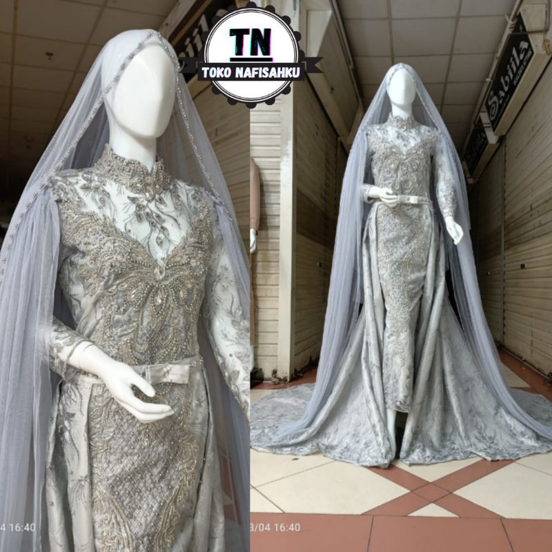 GAUN PENGANTIN SLIM PAYET MUTIARA | GAUN PENGANTIN MUSLIM | BAJU PENGANTIN TERBARU| KEBAYA PENGANTIN