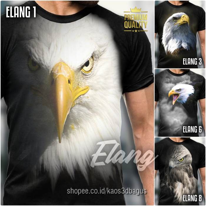 KAOS ELANG Baju Kaos Burung ELANG Rajawali Bald Eagle Kaos Kepala Elang KEREN Premium Distro Eagle T