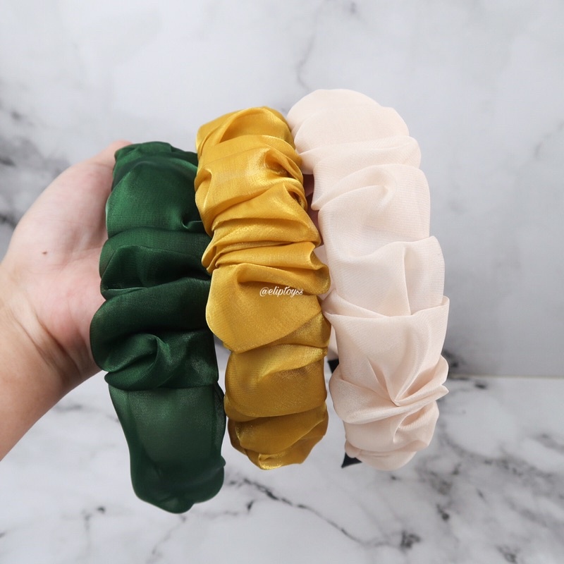 BANDO JUMBO ORGANZA SCRUNCHIE HEADBAND KOREA PREMIUM BERKUALITAS BEST SELLER