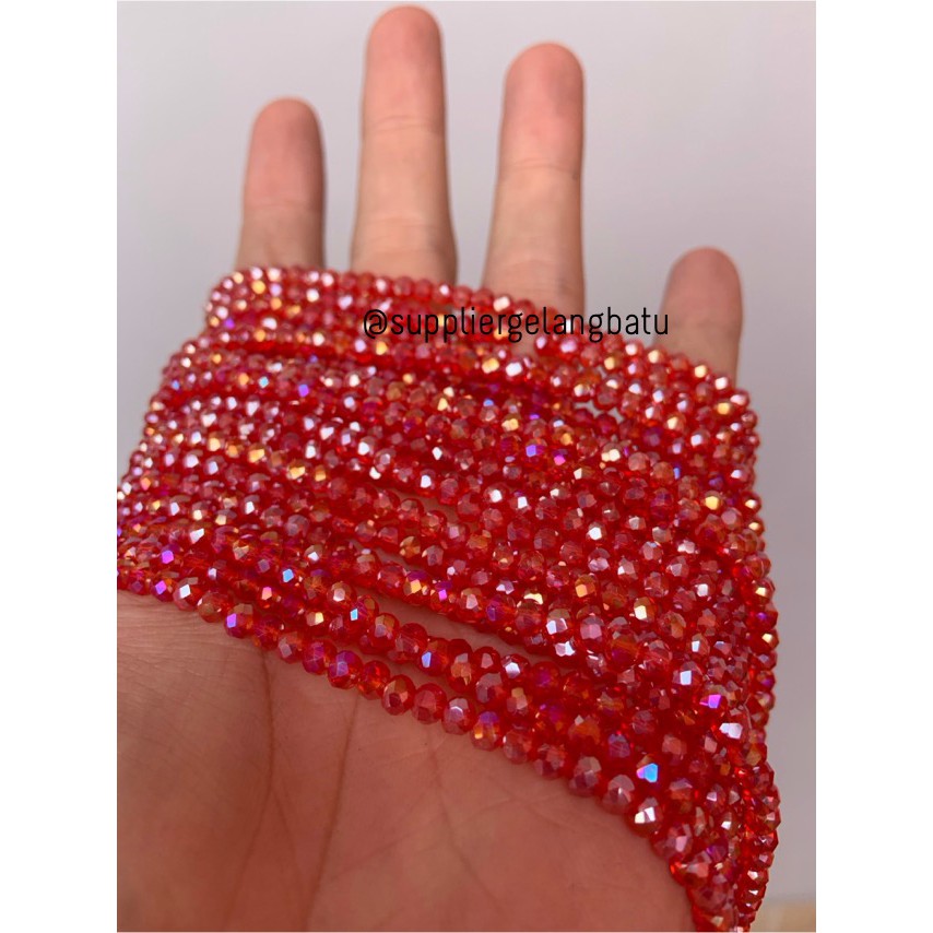 Kristal Ceko 4mm red quartz merah kuarsa bahan aksesoris premium craft