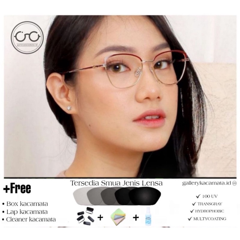 kacamata CAT EYE 6507  PHOTOCROMIC minus antiradiasi (paket frame+lensa) 6137 kacamata
