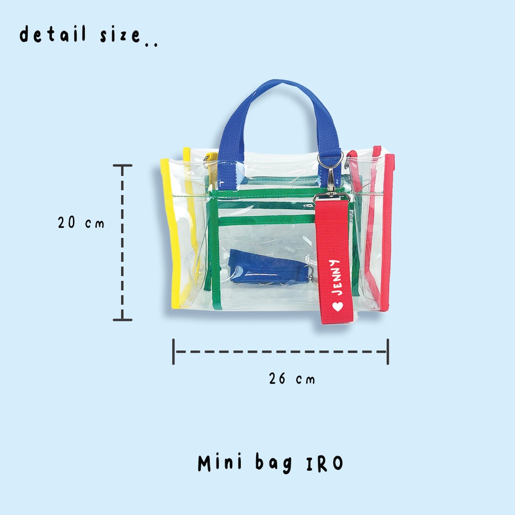 PVC MINIBAG IRO / SLING BAG (FREE CUSTOM NAMA) / SLINGBAG IMPORT / TAS JELLY / TAS SELEMPANG MIKA / TAS KONSER / TAS KOREA / TAS MIKA