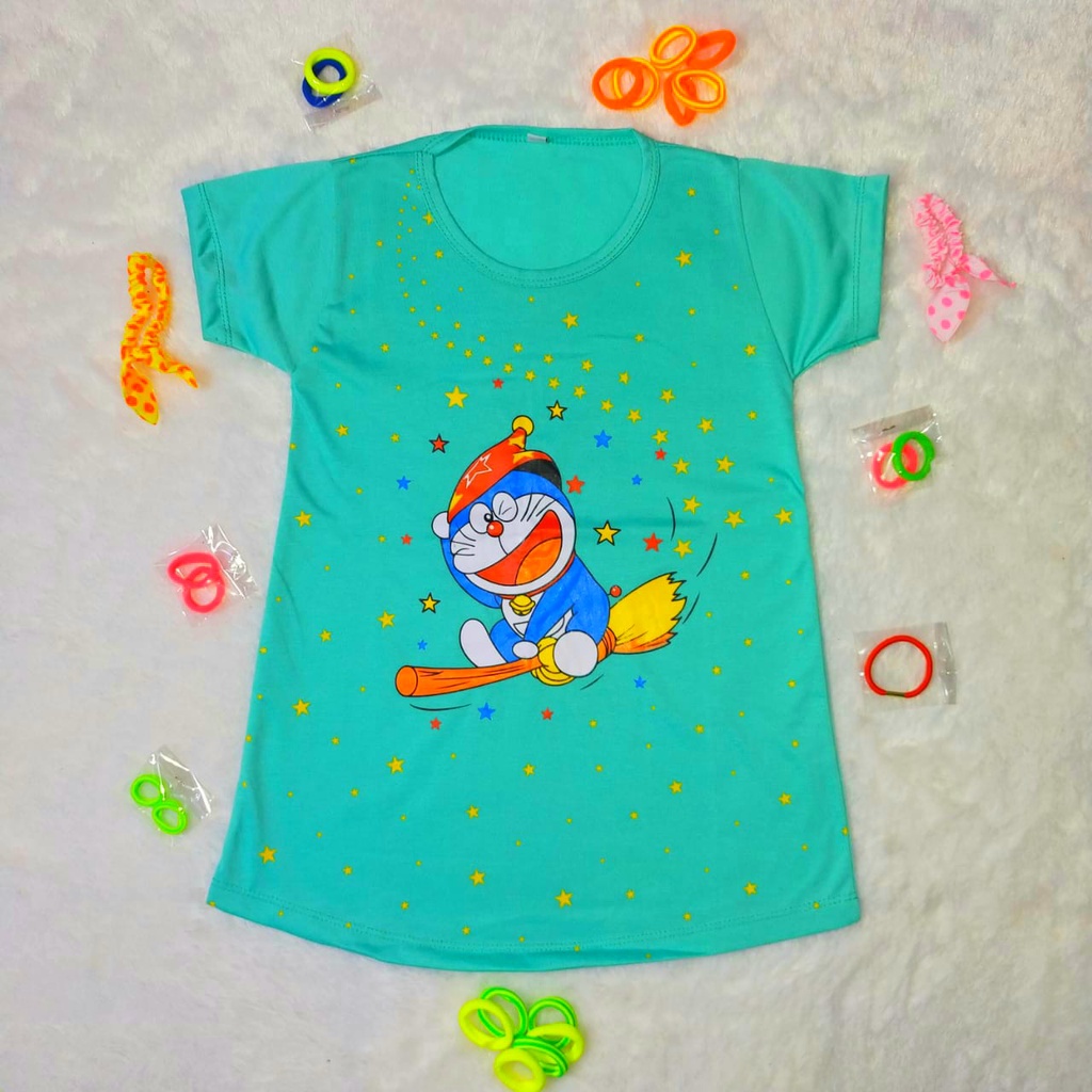 COD / DRESS / BAJU / KAOS KARAKTER ANAK PEREMPUAN / BAHAN KATUN RAYON / MOTIF HIGH QUALITY 1-5 TAHUN DORAEMON