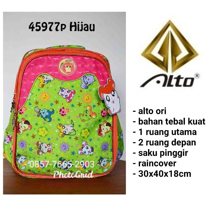 Tas Sekolah Anak Perempuan TK SD Tas Ransel Alto Original Alto Star Plus Rain Cover