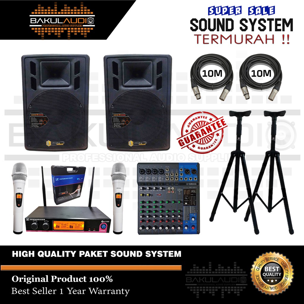 Paket Sound System Outdoor Dan Indoor 15 Inch Yamaha MG 10 XU Sennheiser EW 3300