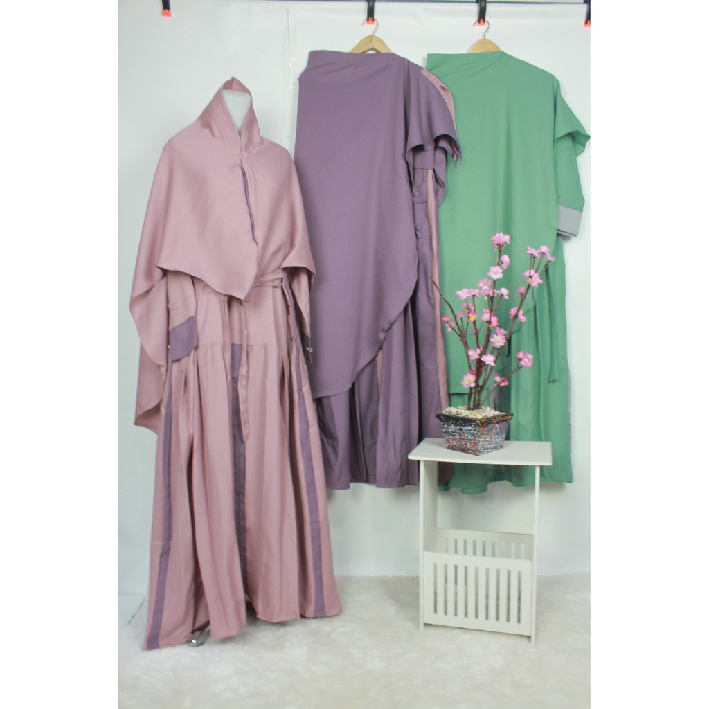 Gamis set khimar wollycrepe set ZIGNA rempel bawah muslim clothes woman appareal fashuion ootd new