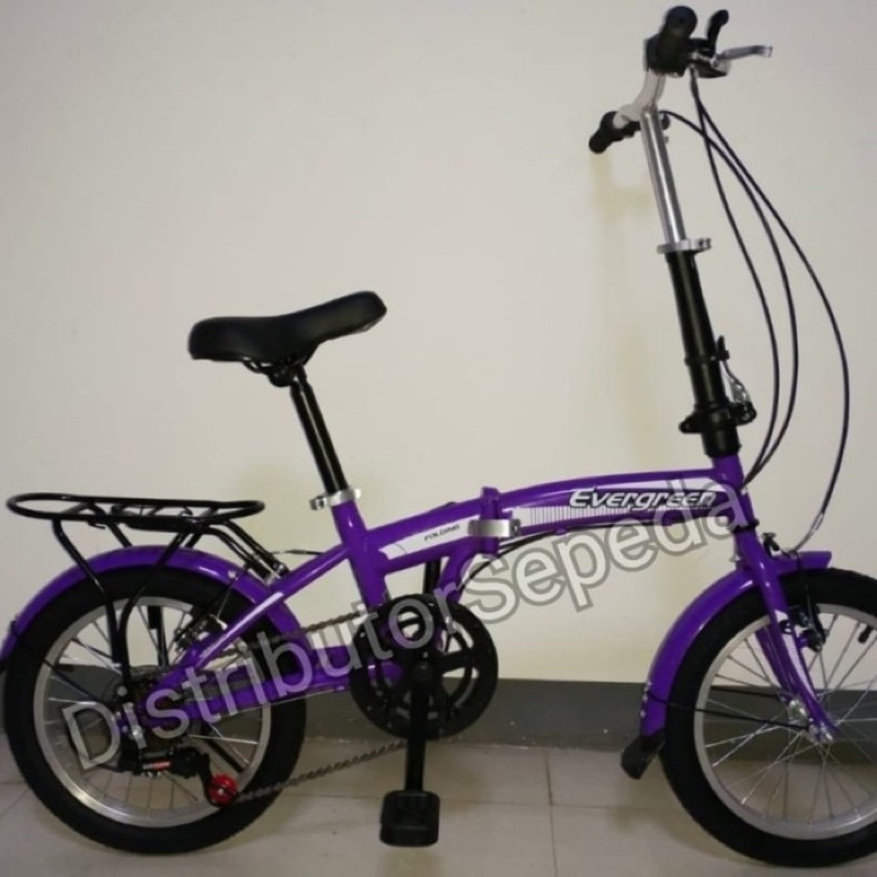 Sepeda Lipat 16 Evergreen 1 Speed 7 Speed Girl Single Speed Folding Bike Sepeda Anak Dewasa