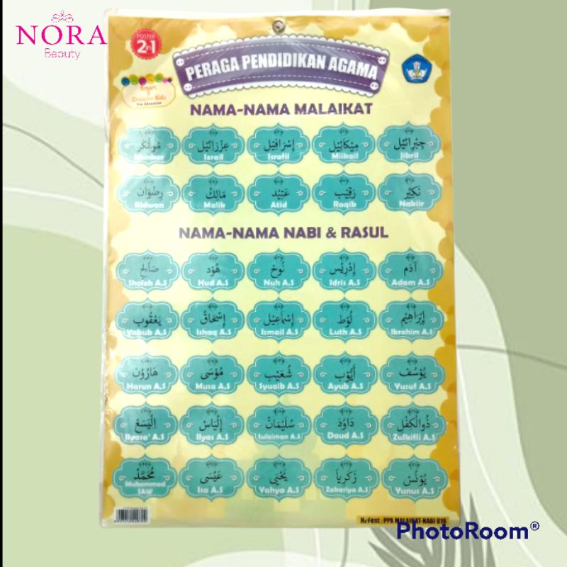 Poster 2in1 untuk anak - Seri Nama-nama Malaikat, Nabi &amp; Rasul