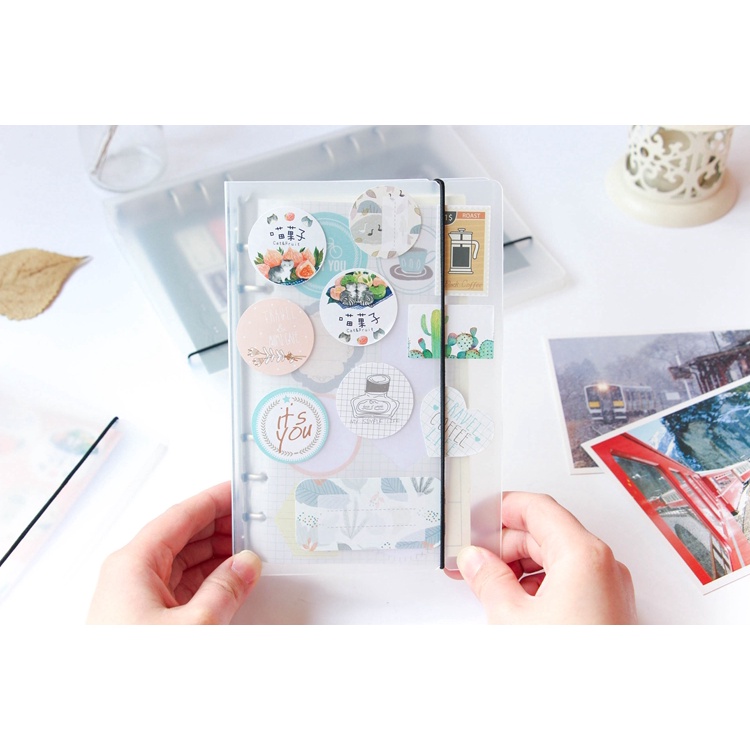 [THE UNIVERSE] 6 Ring Binder A6 Matte Aesthetic Binder Transparan Dove - ST008