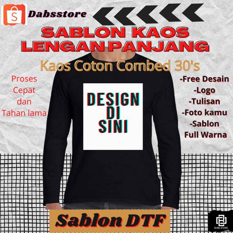 Sablon Baju Satuan Lengan Panjang sablon kaos lengan panjang Desain Suka suka Logo tulisan Foto