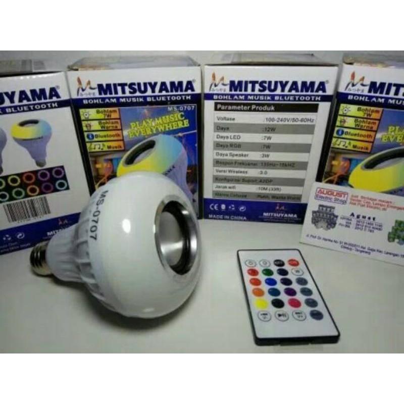 Speaker Bluetooth Wireless Portable Bohlam Lampu LED Disco Mitsuyama MS0707 + REMOTE