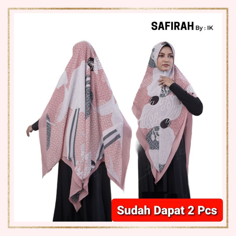 JILBAB PASANG KHIMAR CERRUTY MOTIF 2 LAYER (2pcs)