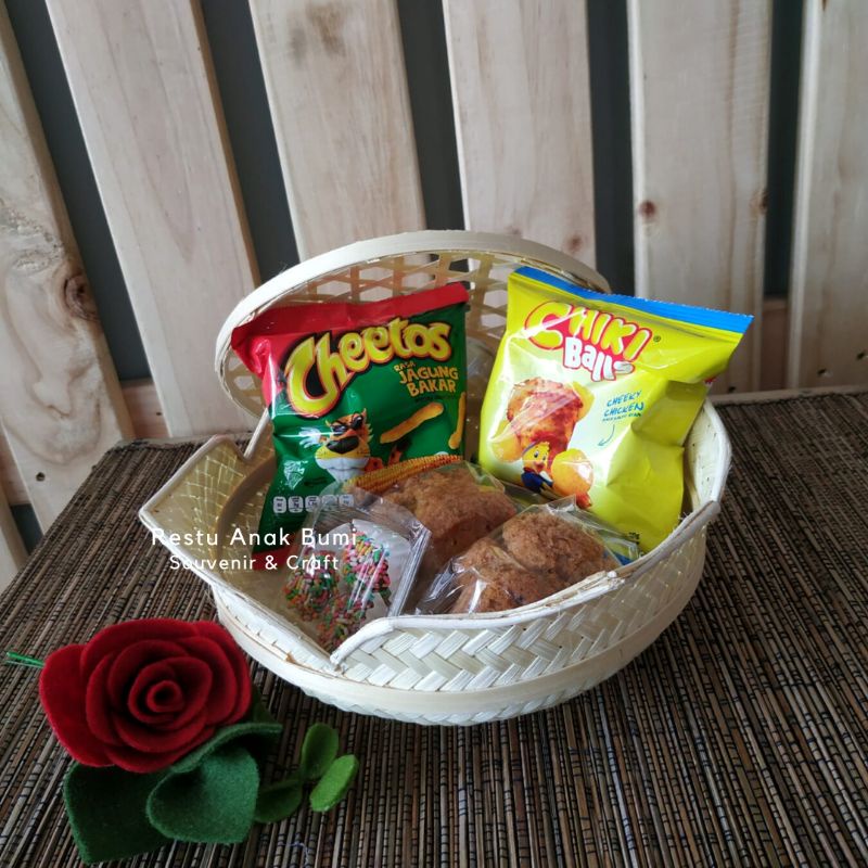 (B008) Besek Teratai Bambu 23 cm|Wadah Hampers|Parcel Buah|Makanan|Lebaran|Serahan|Hantaran|Bingkisa