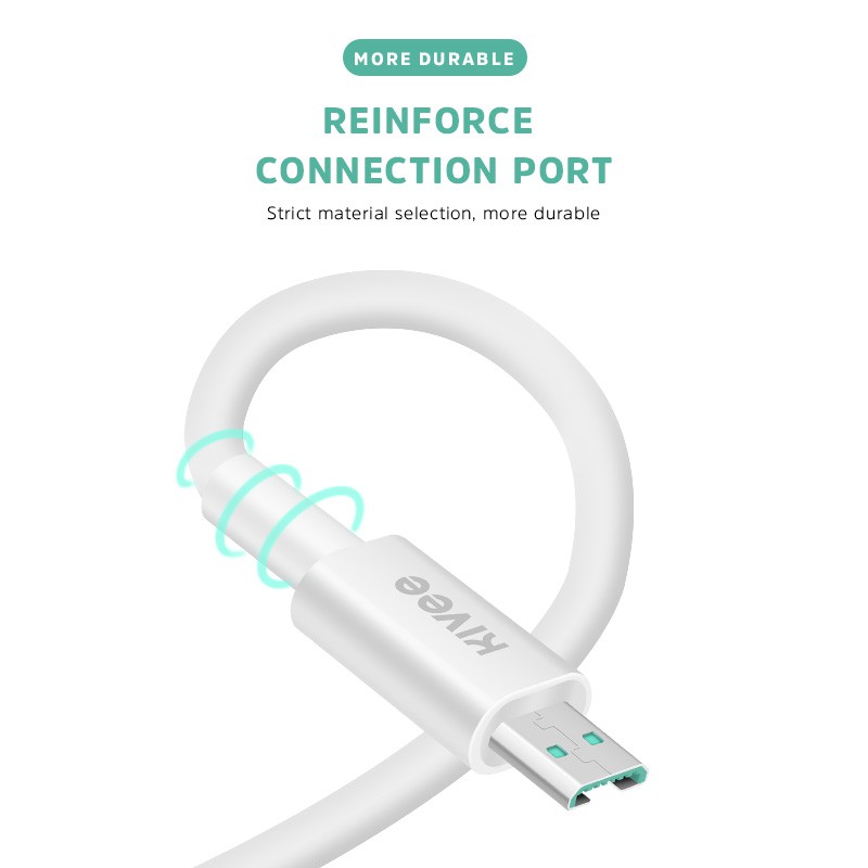 Kivee kabel data original + 4A fast charging  MICRO Android Samsung Oppo abu-abu 1m