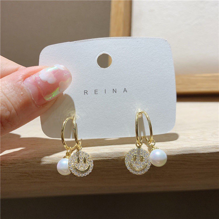 Anting Mutiara smiley Lucu Untuk Wanita Aksesoris Korea