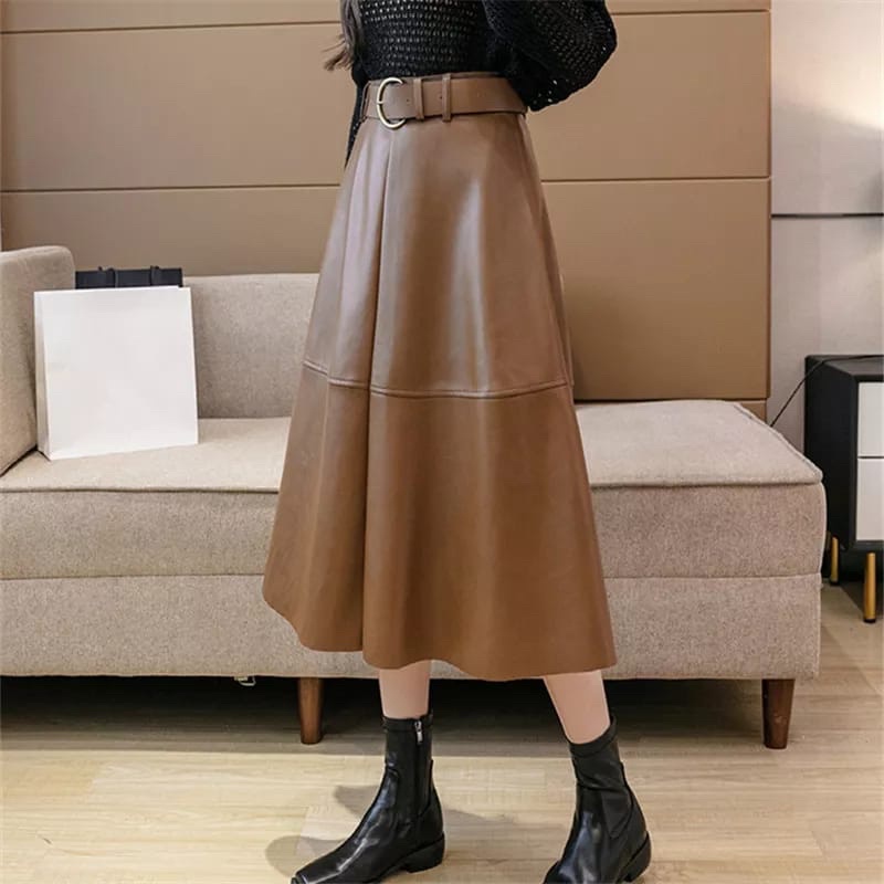 Rok Kulit Wanita /Skirt leather Aline mode