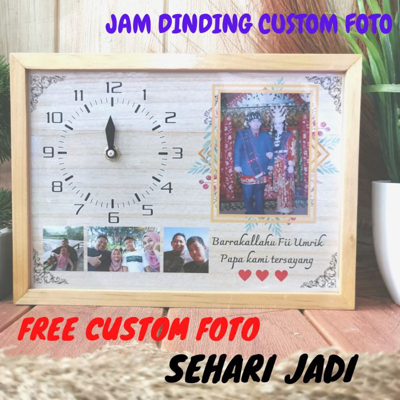 [Free Custom Foto] Lampu Hias Jam Wedding Kayu Akrilik Kado Hadiah Pernikahan Wedding Ulang tahun