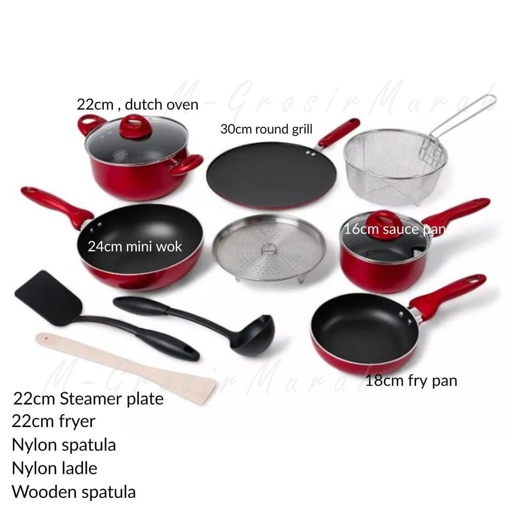 ➡ Panci Supra Rosemary 12pcs Warna Merah