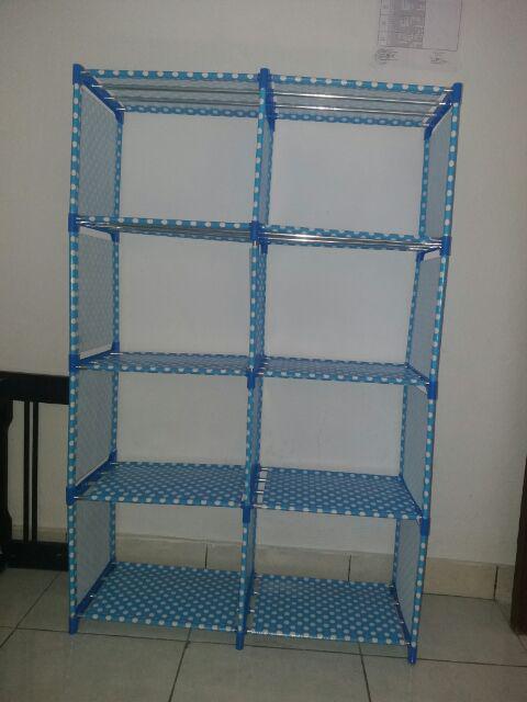 (r05 Double) Rak Buku Rak Portable Serbaguna 2 Sisi (mudah Dibongkar Pasang)