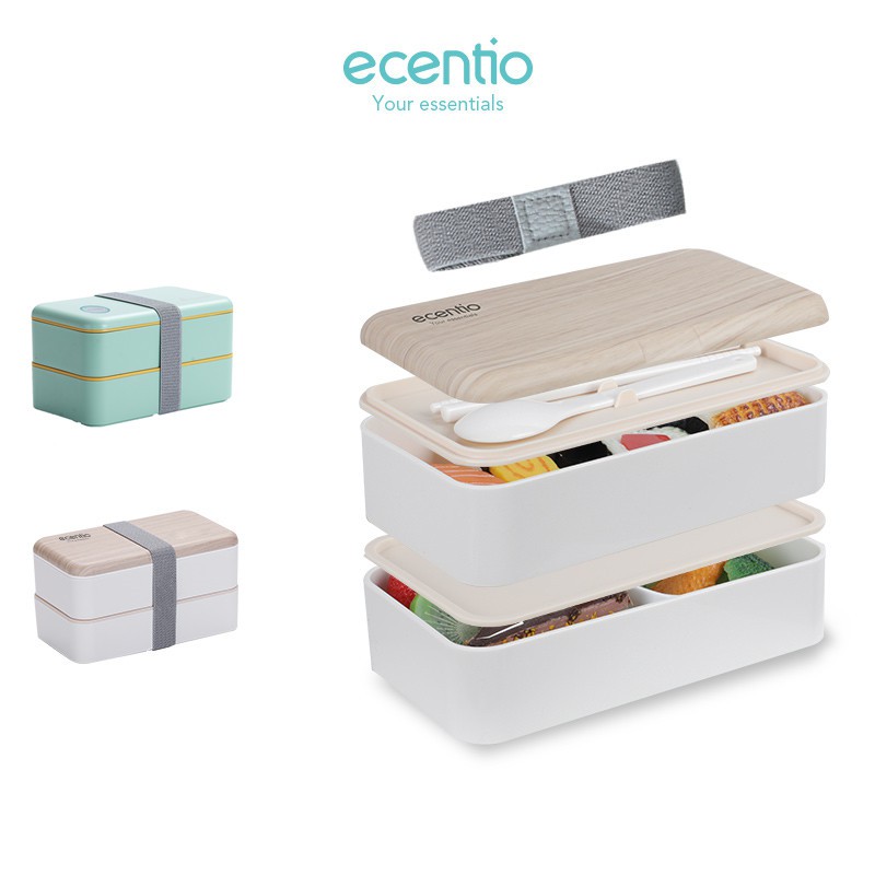 

Ecentio Wooden style 2 layers Lunch Box / double Lunch Box /bento box with FREE Sendok BPA FREE