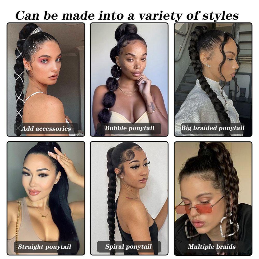 Preva Ekstensi Ponytail Kepang Panjang Untuk Wanita Gadis Pakaian Sehari-Hari Dengan Ikat Rambut Hair Extensions 31.5 Inch