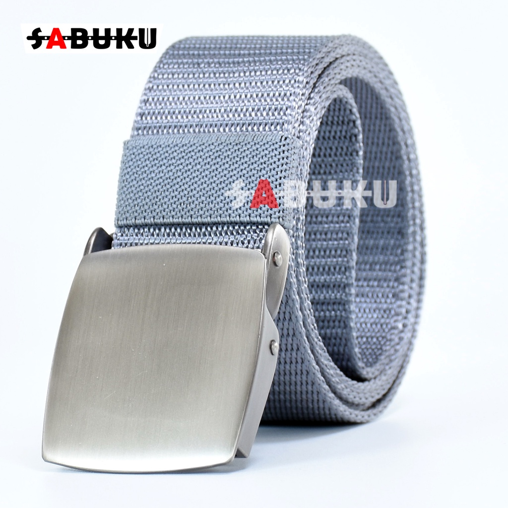 Ikat Pinggang Pria Canvas Nylon Sabuk Pria Logam Besi Metal Buckle Men Belt - 164