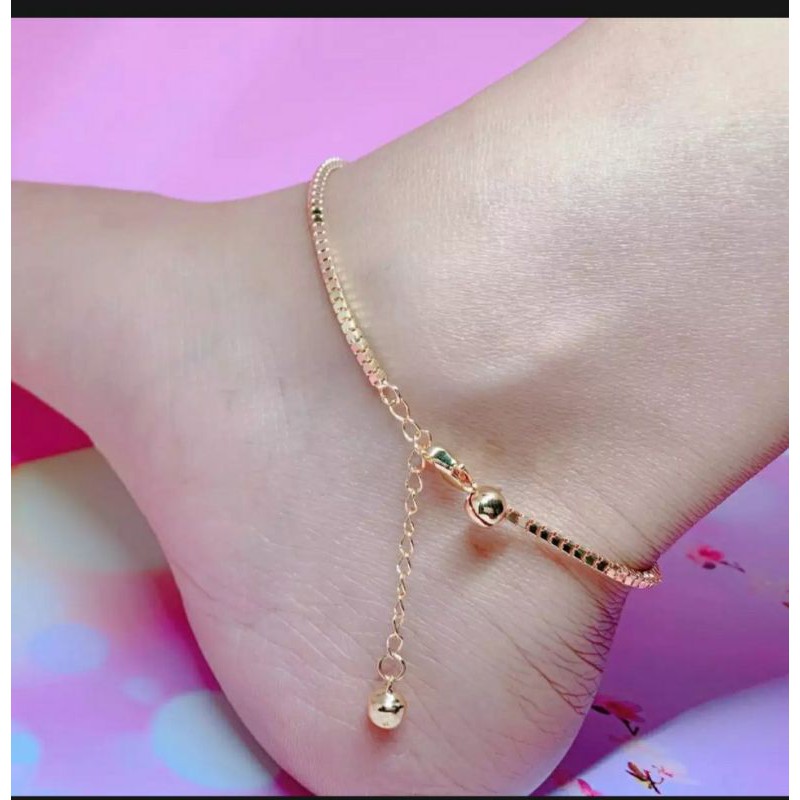 Promo gelang kaki Titanium lapis emas anti karat