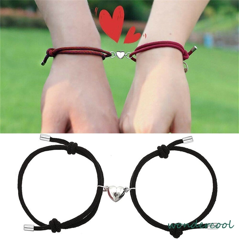 2 Pcs Gelang Cinta Pasangan Tali Kepang Magnetik Gaya Cina Untuk / Pria / Wanita-Won