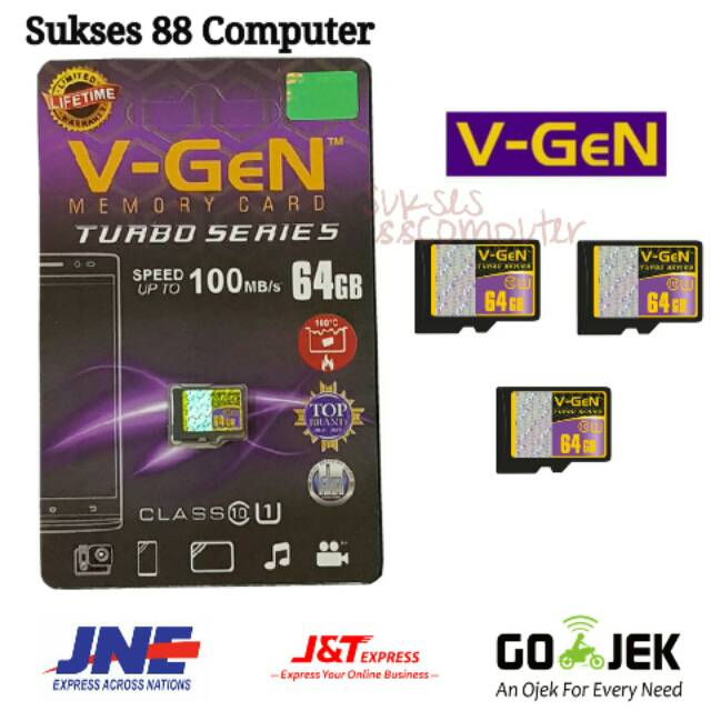 V-GEN MICRO SD VGEN 64GB CLASS 10 TURBO SERIES MEMORY CARD HP 64GB