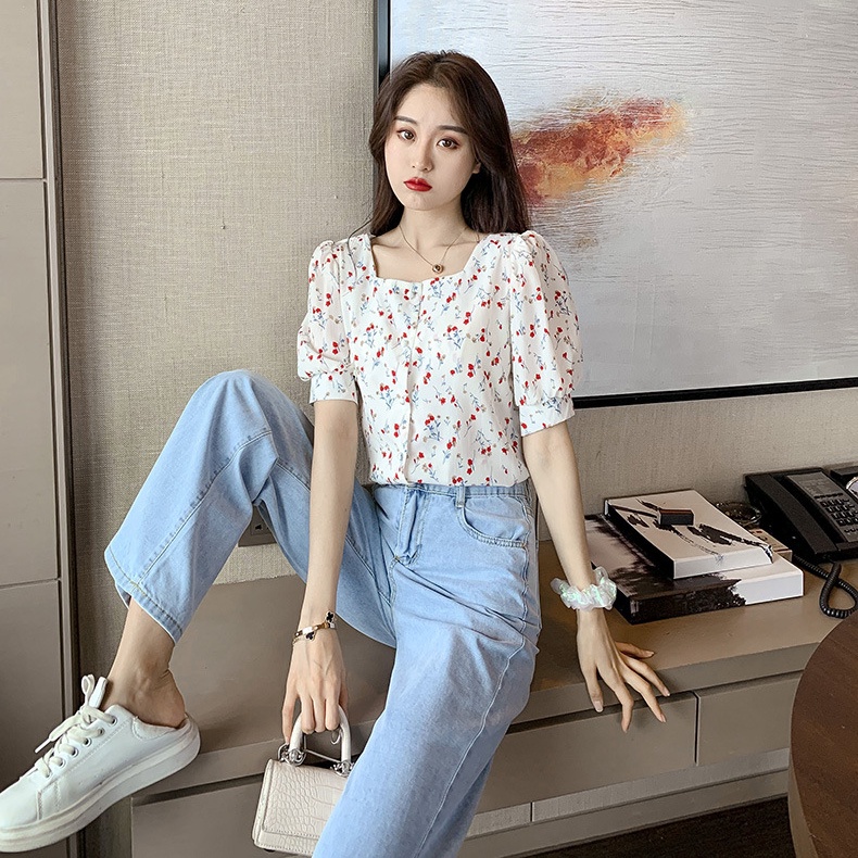 yikoo-Kemeja korea shirt casual blouse wanita fashion atasan