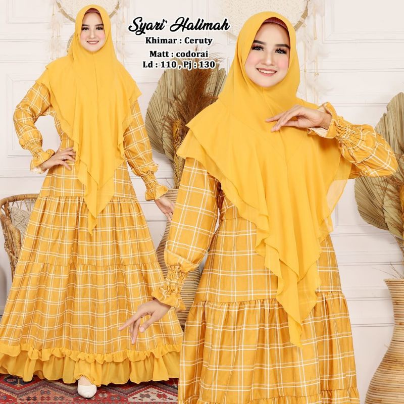 𝑮𝑨𝑴𝑰𝑺𝑷𝑬𝑫𝑰𝑨 Gamis Set Khimar HALIMAH Syari Busui Codoray HQ