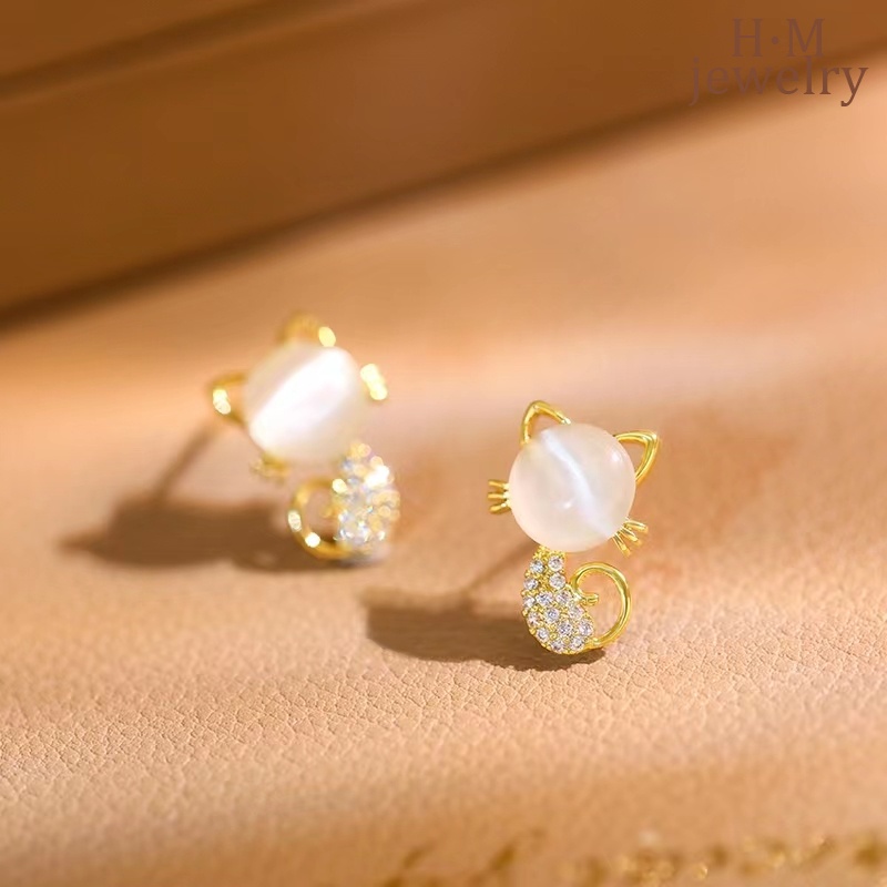 Anting Tusuk Bentuk Kucing Opal 2022