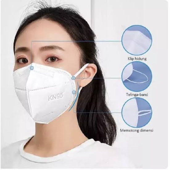 MASKER KN95 5 PLY ISI 10 / MASKER NO.1 KN95 PUTIH / PLUS MEDICAL  MASKER KN95 5PLY EARLOOP