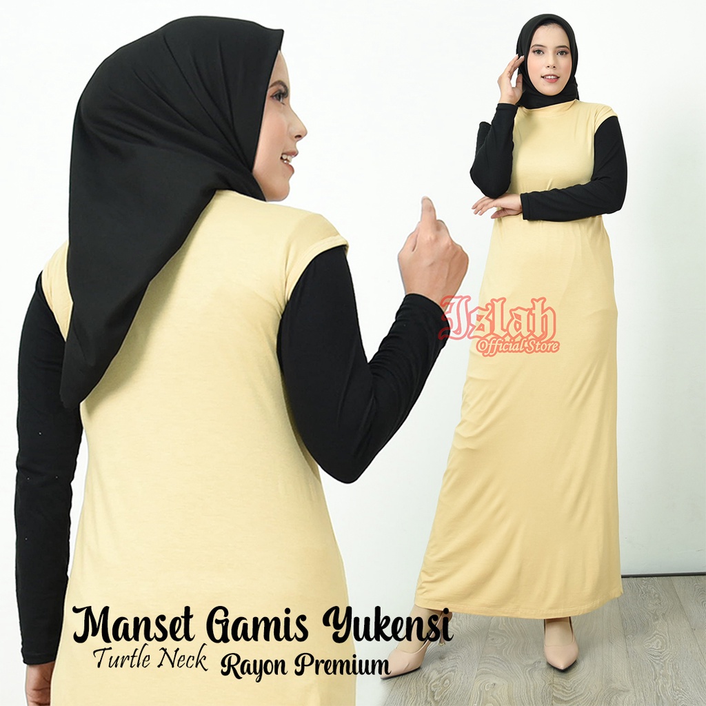 Inner Dress Tanpa Lengan Turtle Neck Rayon Premium Standard &amp; Jumbo By: Islah / Manset Gamis Yukensi Rayon Premium
