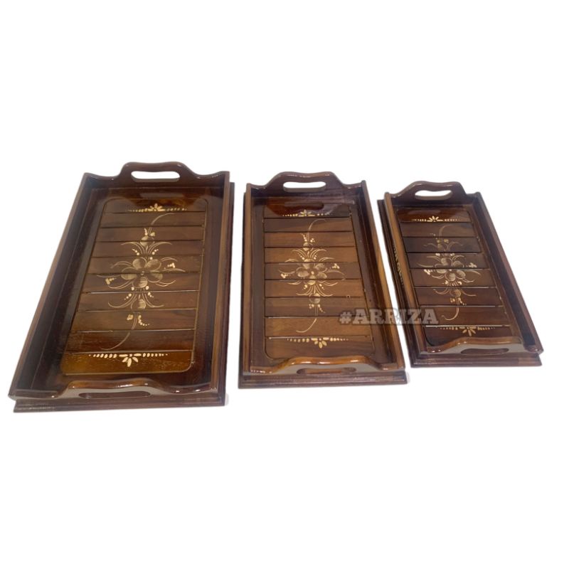 NAMPAN / BAKI /  WOODEN TRAY / NAMPAN KAYU MODEL GAMBANGAN KOTAK DARI KAYU JATI ASLI