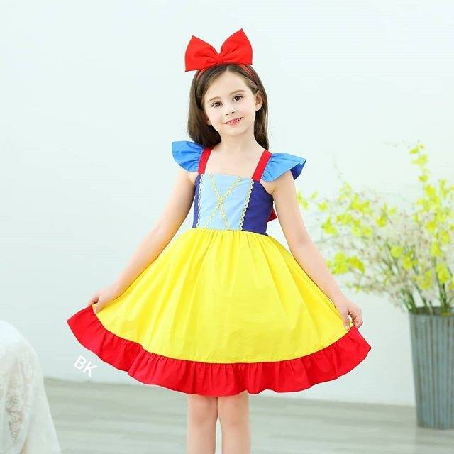 DRESS CASUAL PRINCESS SNOW WHITE / GAUN PESTA ULANG TAHUN ANAK / KOSTUM SNOW WHITE IMPORT