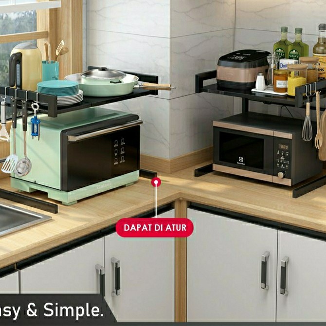 Rak Microwave Fleksibel/Rak Dapur Taleskopik Rak Peralatan Dapur