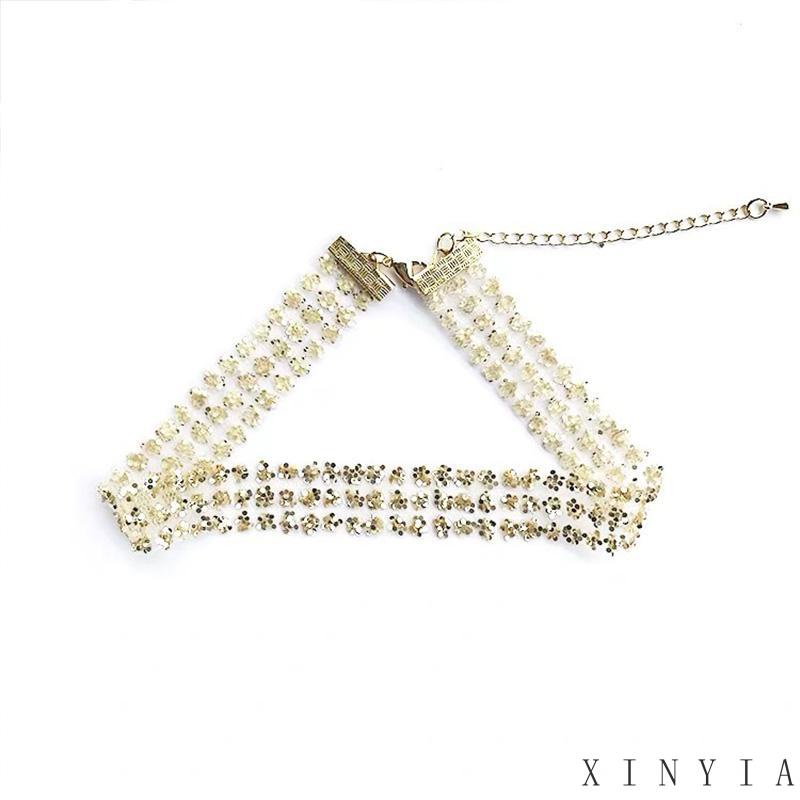 Xia.id Kalung Choker Sequin Berkilau Sexy Untuk Wanita