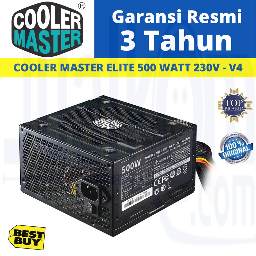 Power Supply Cooler Master ELITE V4 500 Watt 80 Plus PSU 500W 80 Plus 80+