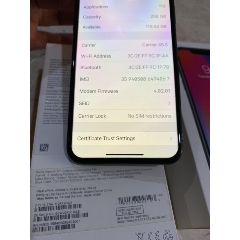 iphone X 256gb black bekas