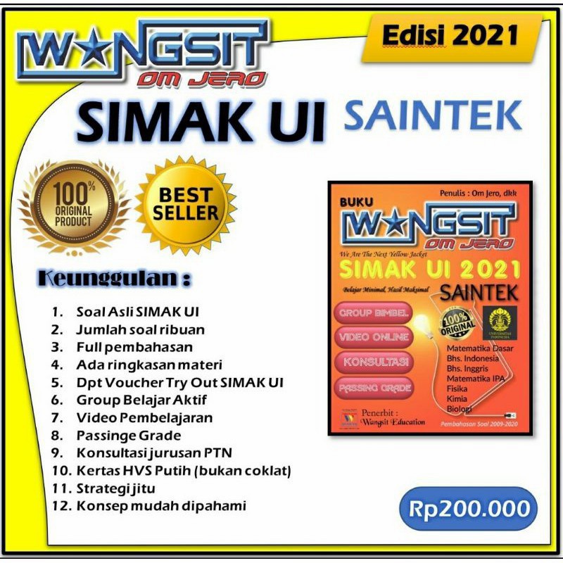 [Simak UI] Buku Wangsit SIMAK UI Saintek 2021 Om Jero (preloved/second)