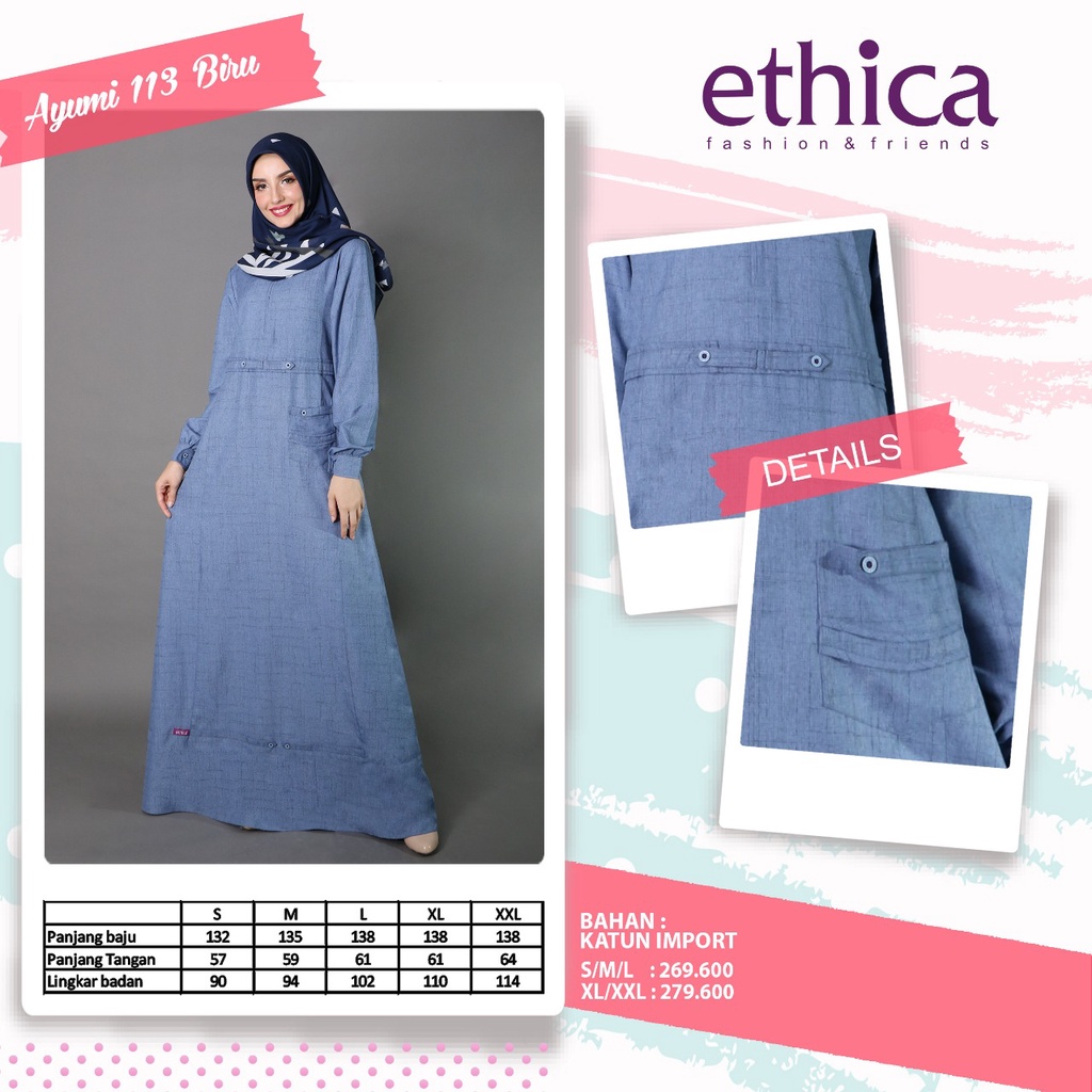 GAMIS TERBARU 2021 ETHICA AYUMI 113 BIRU
