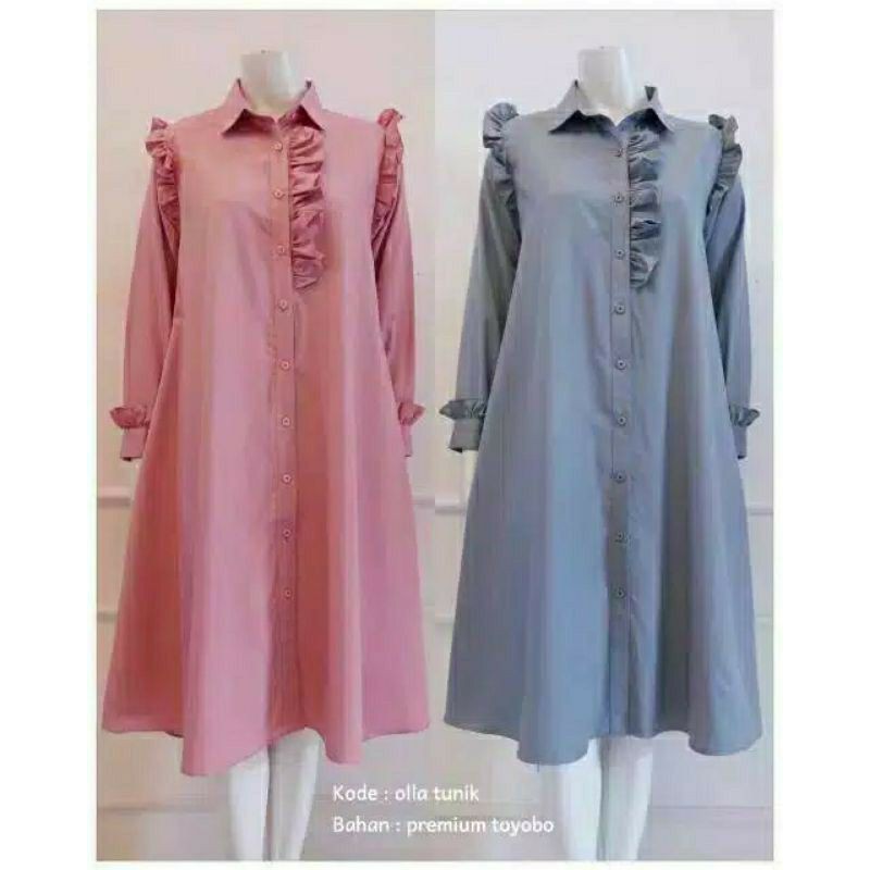 EF005 - Tunik Olla Baju Atasan Wanita Terbaru 2024 Baju Lebaran Tunik Katun Toyobo Premium