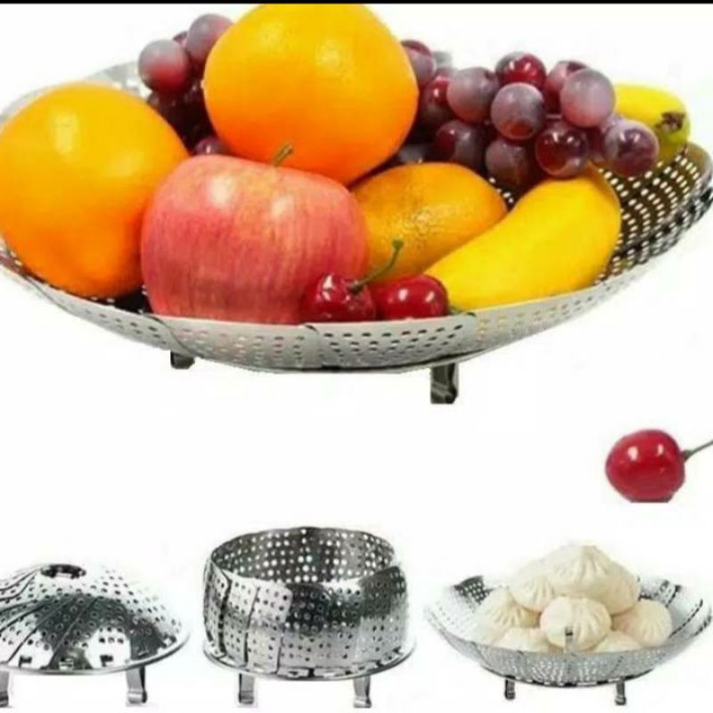 Laristerus79 Alat kukus stainless steamer flexible kukusan bunga tirisan buah sayur kukus sederhanaa