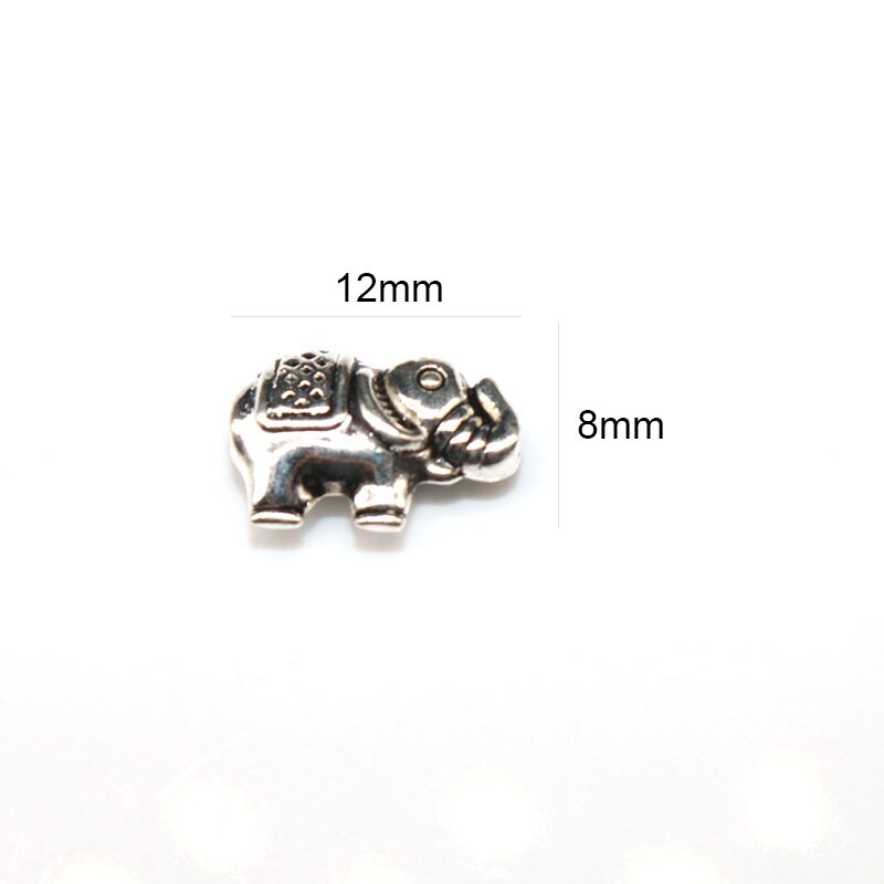 20Pcs Manik-Manik Spacer Handmade Bentuk Gajah Warna Silver Ukuran 12mm Untuk Membuat Perhiasan