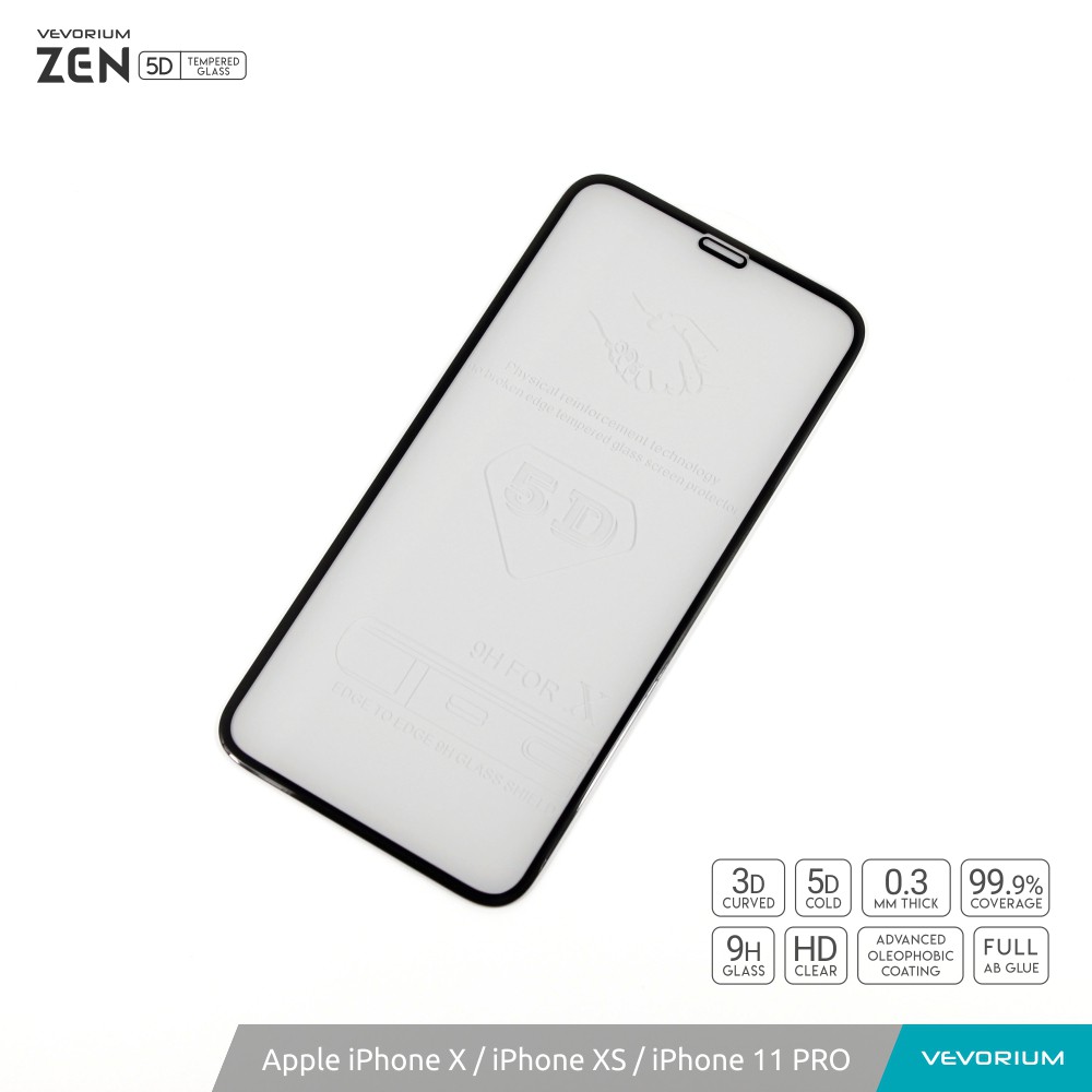 VEVORIUM ZEN 5D ColdApple iPhone X XS 11 PRO Full Cover 3D Curved Tempered Glass