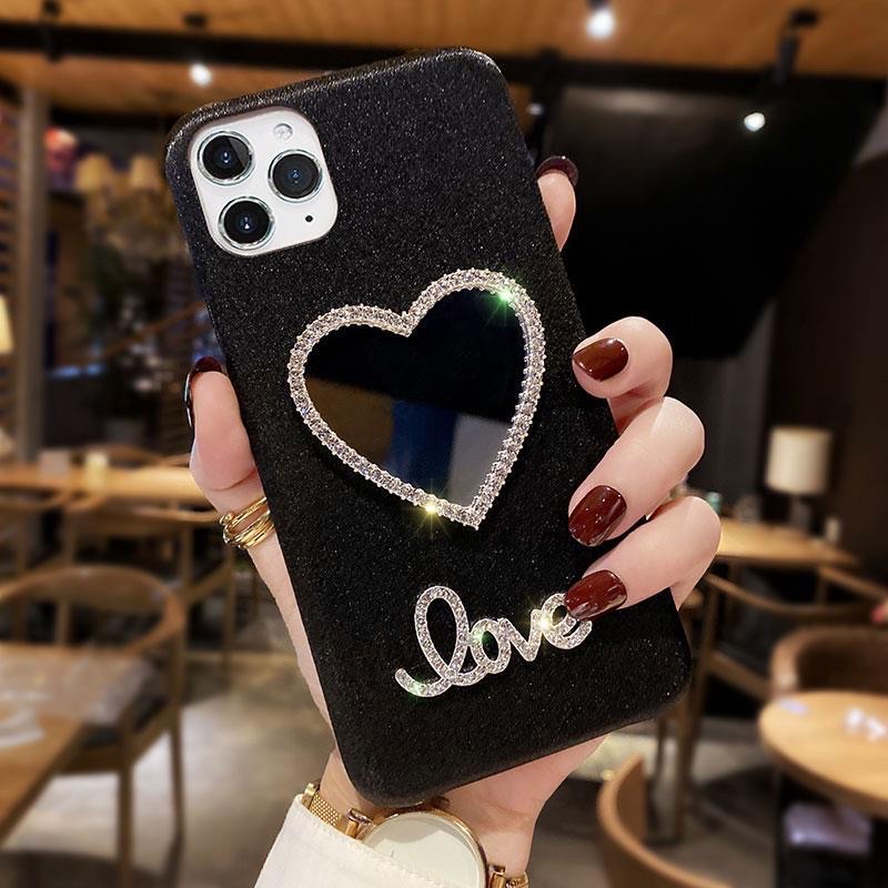 Casing cermin kaca elegan love iphone 11 pro cute