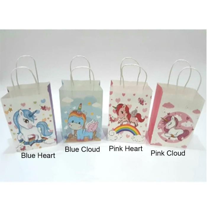 

New Ready Stock !!! Goodie Bag / Paper Bag / Kantong Belanja / Tas Kertas / Shopping Bag Unicorn S 5Pcs - Blue Heart
