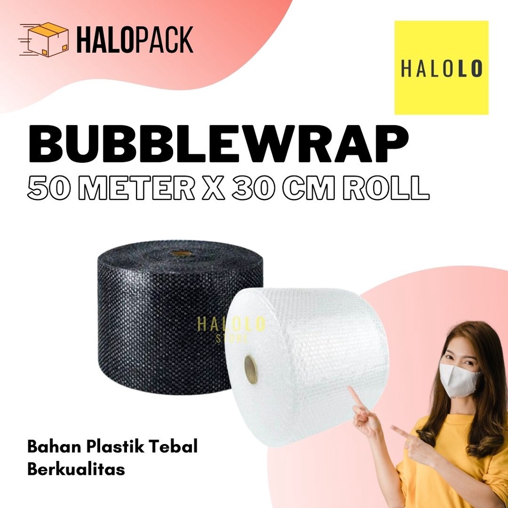 

Bubble Wrap 1 Roll Hitam Putih Plastik 50 Meterx30 CM Tebal Bubblewrap